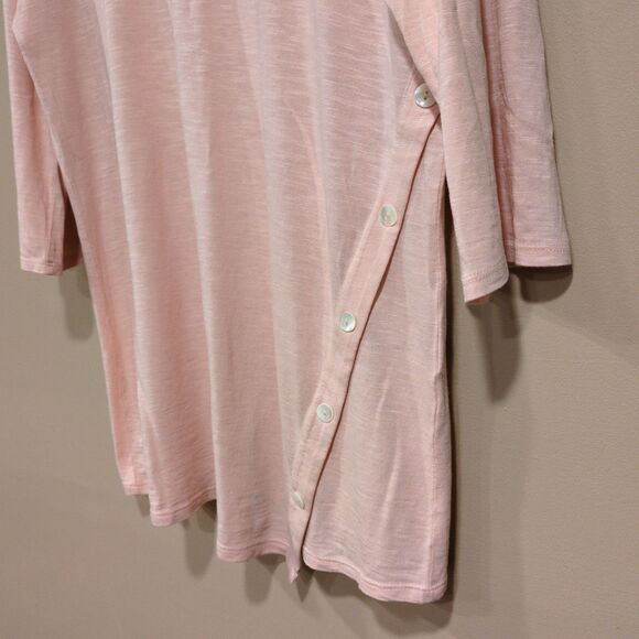 J.Jill Pure Jill Asymmetric Button Tunic Womens M Pink Cotton Modal 3/4 Sleeve - Picture 2 of 9